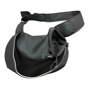 Gray Mesh Pet Sling Carrier Bag for Small Dogs or Cats – Hands-Free Crossbody De